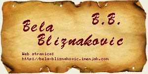 Bela Bliznaković vizit kartica